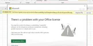 Your license isn’t genuine , There’s a problem with your Office license 2006 -2019 Office license