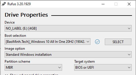 Tạo USB cài Win10 chuẩn UEFI và LEGACY